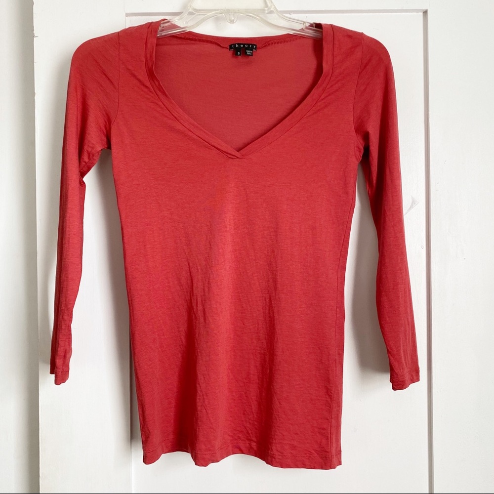 Theory Red Long Sleeve Tee